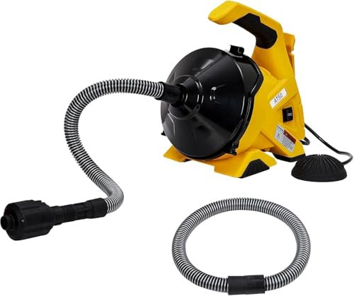 Pulitore a spirale per la pulizia dei tubi, scarico a spirale, con interruttore a pedale, 9 m, tubo di scarico elettrico, 20-50 mm, con trapano, interruttore a pedale a spirale