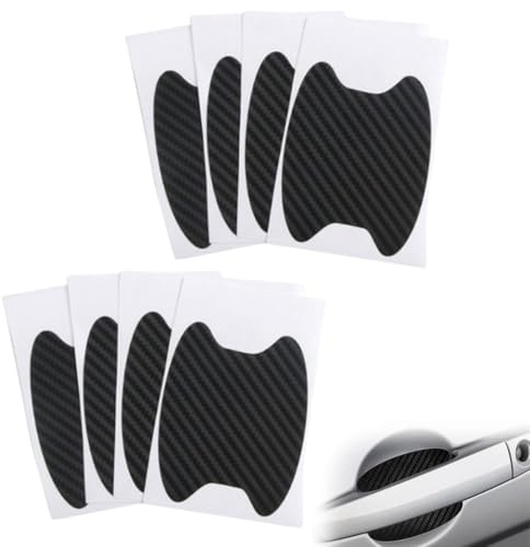 AOEVUIR 8 Pcs Adesivi Esterni per Auto, Pellicola Protettiva in Fibra di Carbonio, Protezione Vernice Universale per la Maggior Parte dei Veicoli, Stile Sportivo Nero