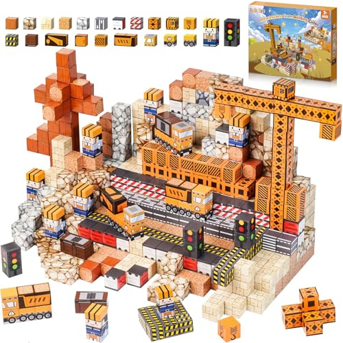 Lubolee Costruzioni Magnetiche per Bambini, 150 Pezzi Giochi Cubi Magnetici Giochi Bambini 3-12 Anni, Blocchi Magnetici Regalo Natale Bambina & Bambino- Montessori Magnetic Building Blocks