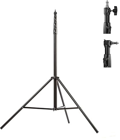 BOLLUMA 400cm Photography Light Stand, Air Cushioned Heavy Duty Light Stand Tripod with 1/4 & 3/8 Spigot Aluminium Alloy for Video Light, Strobe, Reflector, Softbox, Photo Studio Shooting