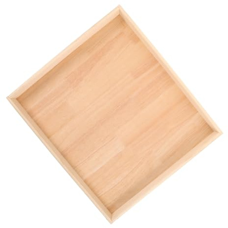 FRCOLOR Wooden Sand Play Tray and Sandbox for Toddlers, 45x40x4.5cm, Desktop Storage Box with Lid for Outdoor and Indoor Pretend Play and Craft Organization