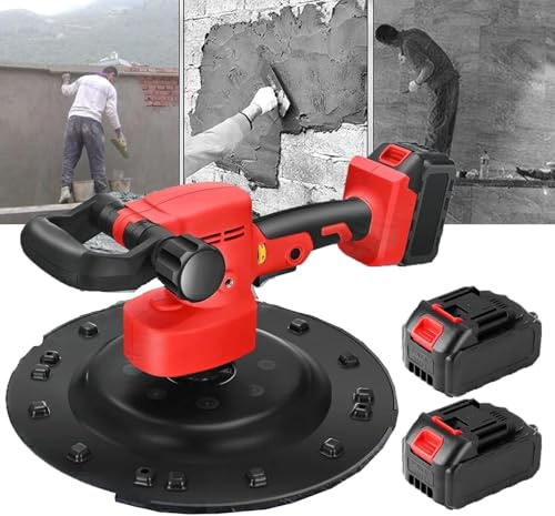 1680W Pulidora De Cemento, Máquina De Alisar Yeso Y Hormigón Profesional, Pulidora Suelos, Máquina Para Fratasado De Hormigón, 6 Velocidades Ajustables, 2 Batería De Litio (2 Battery+4 pads)