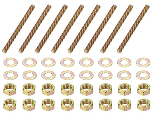 PATIKIL 5/16 x 3-1/2 Color Zinc Fully All Thread Rod, 8 Pcs Carbon Steel Long Threaded Screw Stud Bolts for Furniture Garden Mounting Assembly Fastening