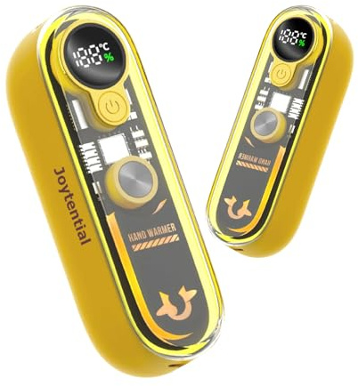 Joytential Calentador de Manos Recargable, 2 en 1 Magnético Calienta Manos Electrico de Bolsillo Portátil, 4 Niveles de Calor, USB Calienta Manos Regalo para Camping, Golf, Juegos, Amarillo