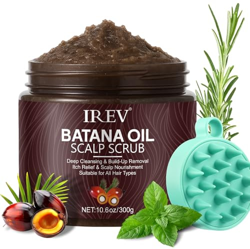 Scalp Scrub, Batana Oil Scalp Exfoliator, Scalp Exfoliator Scrub for Deep Cleansing and Hair Care, Nourishing Hair Scrub with Scalp Massager, For All Hair Types, 10.6oz /300g