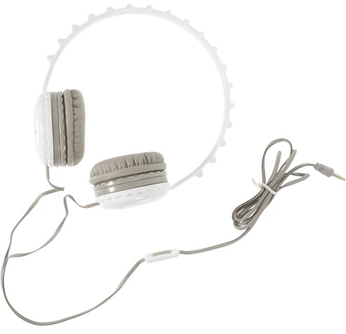 BUGUUYO Casque Audio Filaire Circum-aural pour Garçon et Filles Filles et Garçons, Arceau Réglable, Couleur Blanche, Câble 118 Cm, Écouteurs pour École et Jeux, Casque Audio Mignon