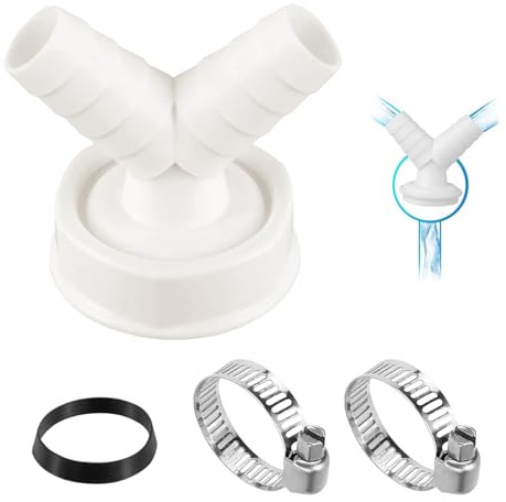 VZU Waschmaschine Abfluss Adapter, Abfluss Waschmaschine Doppelanschluss, Doppelanschluss Waschmaschine, 1/2 Zoll Y-Adapter 19-24 mm Eingangsstutzen und DN 40 Rohrabgang, für Geschirrspüler und Waschm