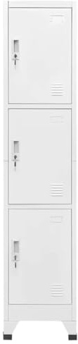 FWIKDUN Metallschrank mit Schließfächer 3 Fächer Spind 38x45x180 cm Stahlschrank für Umkleide Büro Schule Industrieller Stauraum mit abschließbaren Türen und Namensschildern