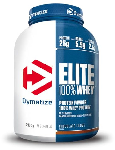 Dymatize Elite Whey Chocolate Fudge 2,1 kg - High Protein Low Sugar Powder + Whey Protein and BCAAs