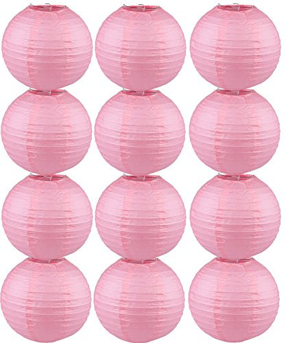 Tmade 12 PCS 10 Pink Paper Lanterns for Birthday Baby Shower Wedding Party Garden Home Decoration
