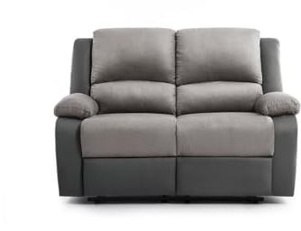 UsineStreet - Divano relax a 2 posti, in microfibra/finta pelle, colore: Grigio