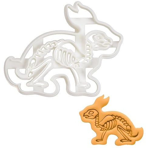 BAKERLOGY Rabbit Skeleton Cookie Cutter - Detailed Biscuit Cutter Design for Baking and Crafts, Ideal on Fondant, Dough, Clay