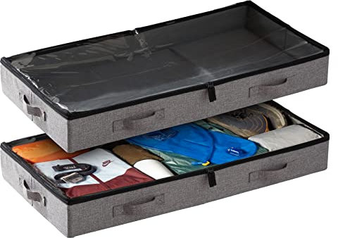 StorageLAB Unterbett-Aufbewahrungsbehälter mit niedrigem Profil, 11,5 cm hoch, passend für Betten mit einem Bodenabstand von 12,7 cm, stabile Seitenwände und Boden, 84 x 43 cm, 2er-Set