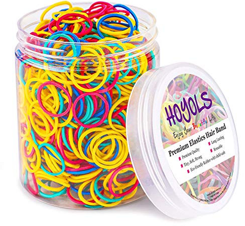 3/4” Inches Colorful Rubber Bands for Hair Ties Reusable Elastics Ponytail Holders for Girls Kids Thick Hair Mini Braids No Damage Student Office Supplier 600 pcs (M)