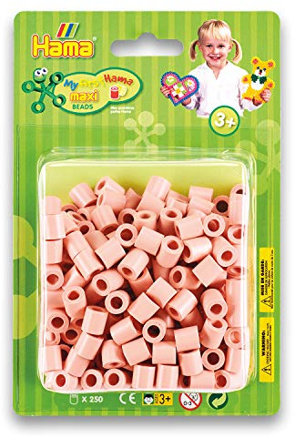 Hama pärlor 8526 strykpärlor förpackning med ca 250 färgglada maxi-pysselpärlor med diameter 10 mm i ljusrosa, kreativt pysselkul för stora och små