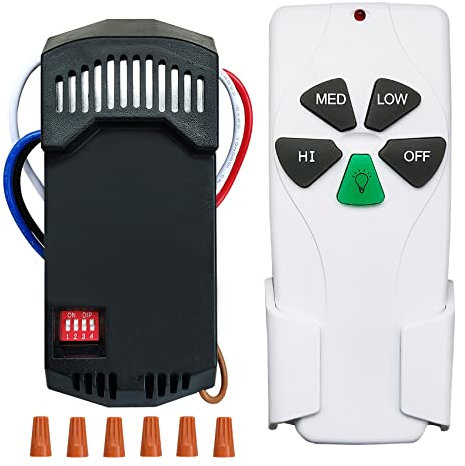 Universal Ceiling Fan Remote Control Kit, Replacement of Harbor Breeze, Hunter, Hampton Bay, with Receiver, 3-Speed, Light Dimmer, for Model FAN-53T 2AAZPFAN-53T FAN-11T KUJCE9103 UC7030T