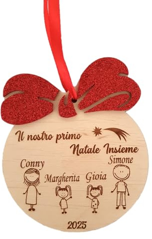 Pallina di Natale personalizzata per albero natalizio- componenti della famiglia - decorazione di natale - addobbo - il primo Natale insieme - IDEA REGALO PERSONALIZZATA