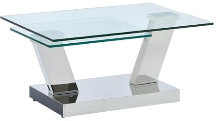 Vente-unique Couchtisch mit drehbaren Tischplatten - Sicherheitsglas & Metall - OYRUS