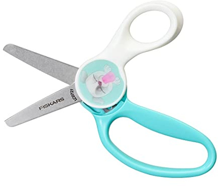 Fiskars Kinderschere mit Welpen-Wackelbild, Ab 6 Jahren, Länge: 13 cm | Für Rechts- und Linkshänder, Metall-Klinge/Kunststoff-Griffe, Blau/Weiß, Magic Morph, 1064076