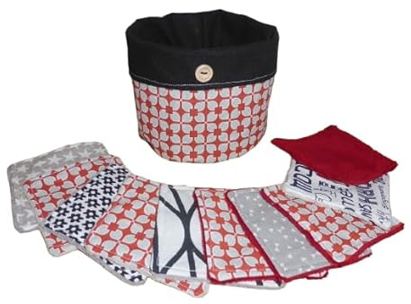 Lot de 10 lingettes démaquillantes lavable bambou et son panier - Handmade - zéro déchet (27)