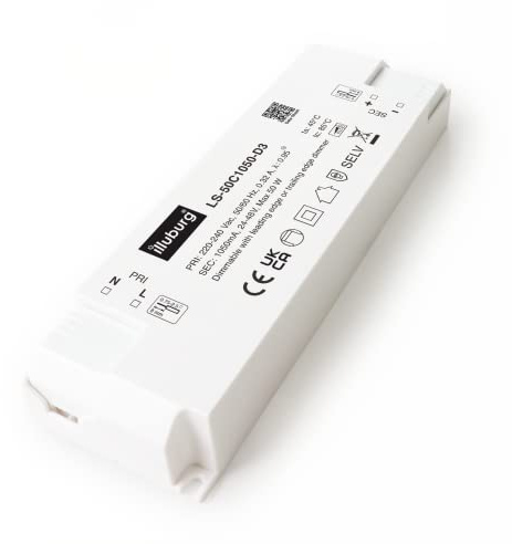 illuburg Transformateur LED Variable TRIAC 1050mA Courant Constant 25W - 50W pour Lampe LED Bloc d'Alimentation Driver