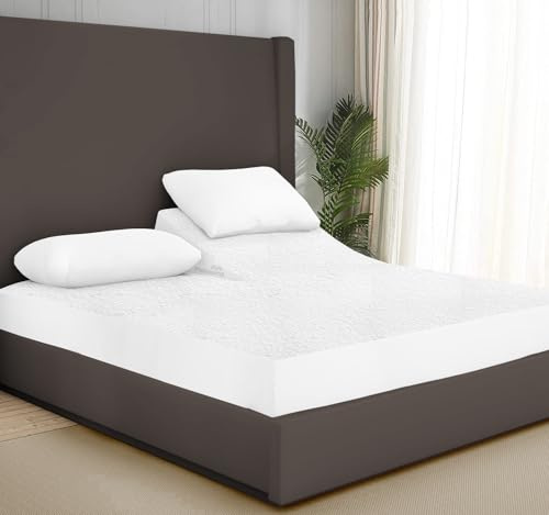 100% Terry Cotton Split Top Queen 30 Mattress Protector for Adjustable Bed- Flex Mattress Cover Ultra Soft Durable Waterproof Breathable Machine Washable Fitted Sheet Fits up to 12'' Deep Pocket