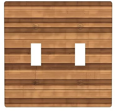 Placa de pared decorativa de 2 vías con textura de color madera original con 4 tornillos pintados para interruptores de luz y reguladores, tomacorrientes