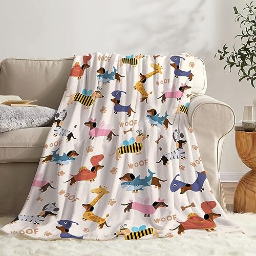 Dackel-Hundedecke, Geschenke, superweiche Fleece-Überwurfdecken, gemütliches Flanell, Klimaanlage, Weihnachten, Thanksgiving, Geschenke, Decke für Couch, Bett, 127 x 101,6 cm für Kinder