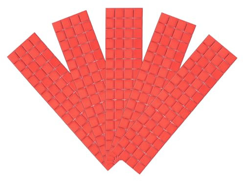 QUARKZMAN 600 Autocollants de Carreaux de Mosaïque Miniatures en Miroir Carrés de 10 x 10 mm Avec Adhésif pour la Création de Décorations de Boules Disco DIY, Rouge