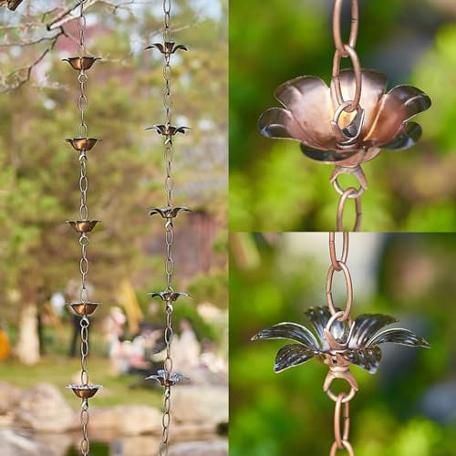 Regenablaufkette Lily Blume Japanische Regenkette, Einstellbare Dauerhafte Downpout -Kette für Dachrinnen / Abwärtsrohre / Abdrainage, Abhilfe, Gartendekoration Regenfänger ( Color : Flower , Size : 1