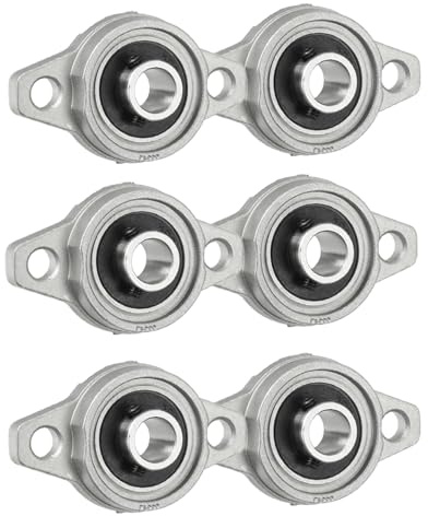 6 Pezzi FLN001 Supporto Cuscinetti Autoallineanti, Cuscinetti a Sfera con Blocco di Supporto, Rhombic Flangia Cuscinetti Foro Orizzontale in Lega di Zinco per Macchinari di Trasporto (12mm/0.47’’)