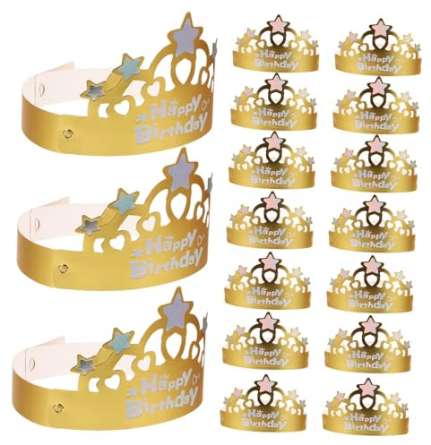 GARVALON 50stücke Goldene Papierkronen Für Mädchen Faltbare Geburtstagsmützen Dekoration Für Kindergeburtstagsfeiern Partyhüte Für Jungen Und Mädchen