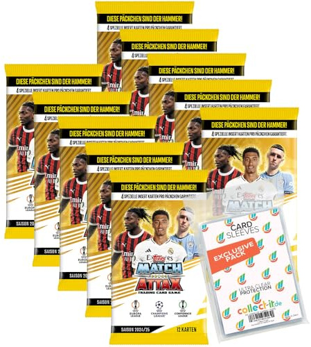 Pacchetto con Match Attax CL 2024/25 Trading Cards 10 Booster + buste esclusive Collect-it