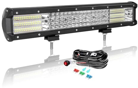 Auto 45 cm 450 W Barra LED 4 x 4 con cableado, Quad Fila Spot e Inundación Rampa LED 12 V 24 V impermeable Bar LED luces faro de trabajo LED proyector para SUV coche, camión tractor Quad vehículo