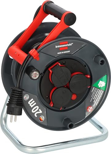 Brennenstuhl Garant V2 IP44 Kabeltrommel 20m outdoor (Made in Germany, 3 Schutzkontakt-Steckdosen, Spezialkunststoff)