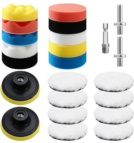 23 Pièces Polissage Voiture Kit, 80mm Éponge, pour Perceuse M10, Meulage et Cirage dans Machines à Polir
