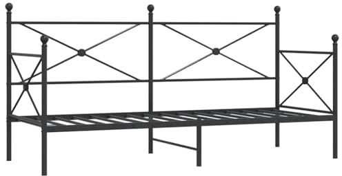 vidaXL Tagesbett ohne Matratze Schwarz 75x190 cm Stahl, Schlafbett, Schlafsofa, Couchbett, Gästebett, Tagesbettsofa, bequemes Schlafsofa