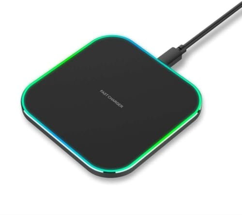 Wireless Fast Charging Pad Qi-Certified15W Max Wireless Charger For iPhone 15 14 13 12 Pro XS Max Mini X XR For Samsung Galaxy S25/S24/S23/S22/S21/ S20/S10, Earphones, with USB-C Cable, (Black)
