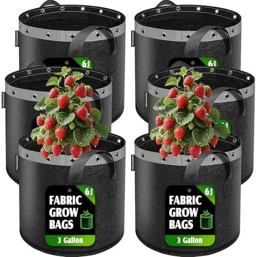 EZ4GROW 6X 11L Pflanzsack - Stofftopf 11 Liter Pflanzbeutel für gesundes Pflanzenwachstum, langlebige und Wiederverwendbare Gartensäcke zum Anbau von Gemüse, Obst und Blumen