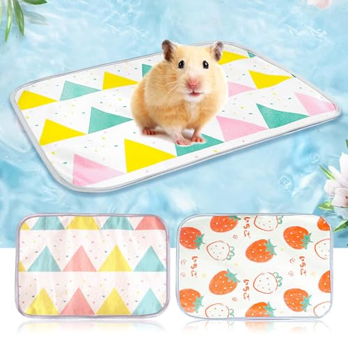 FOSDICK 2PCS Rabbit Cooling Pads, 50x40cm Hamster Cooling Pad Summer Ice Silk Sleeping Bed for Rabbit Bunny Hamster Puppy Guinea Pigs Cool Pad