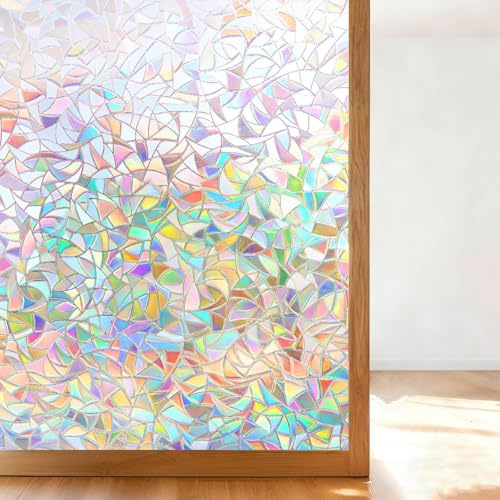 Shinfly Window Film Privacy, Stain Glass Window Film Self Adhesive, Privacy Film for Glass Windows Static Adhesive 44.5 x 200 cm, Stained Glass Window Film Anti-UV for Office Living Room