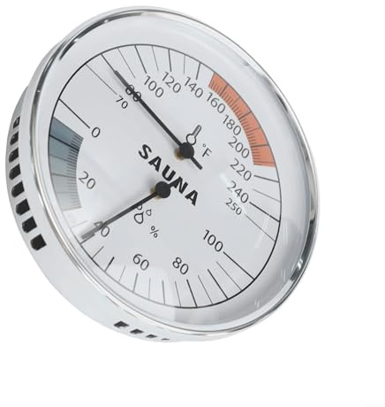 Jotekonoby Sauna Thermometer Hygrometer 2-in-1 Temperature Humidity Gauge Metal Construction Automatic Calibration Fahrenheit Steam Room Monitor