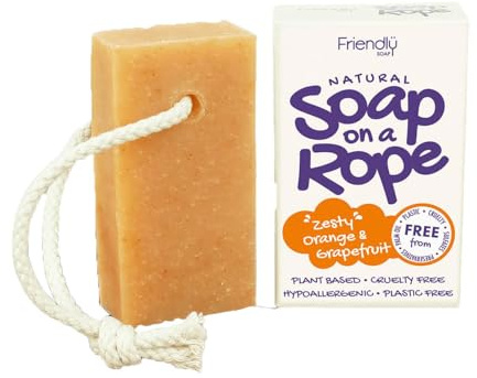 Friendly Soap - Natural Soap On A Rope - 'Zesty' Orange & Grapefruit 125g