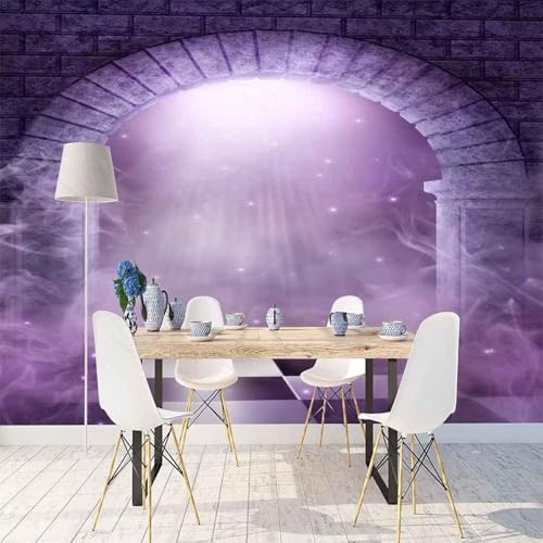 XLMING Construction Esthétique D'Une Arche Violette 3D Papier Peint Luxe Décoration Manger Adulte Intérieure Salon Canapé Chambre Fond TV Mur-200cm×140cm