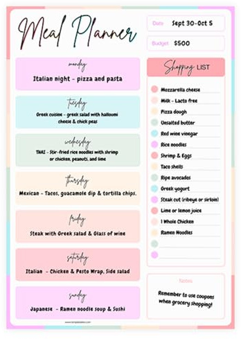 Magnetic Meal Planner A4 for Fridge with Dry Erase Pen | Weekly Meal & Shopping List Board | Reusable Kitchen Organiser | Full Magnetic Backing | Menu Planner to Save Time, Money & Reduce Waste