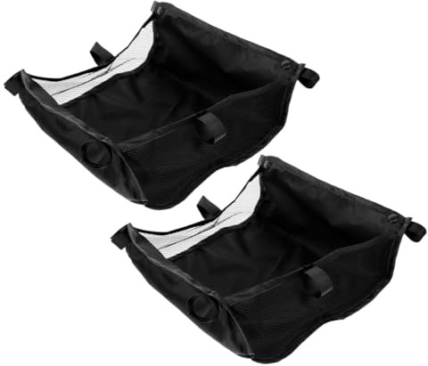 BESPORTBLE Bolsa de Almacenamiento para Cochecito de Ñiño, Organizador de Malla Resistente, Cesta Inferior Grande Negra, Multiuso para Silla de Paseo y Carrito, 2 Piezas