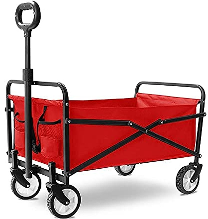 Chariot de jardin pliable robuste – Chariot de courses portable à 4 roues pour camping, jardinage et photographie – Capacité de charge de 60 kg, facile à ranger et à transporter