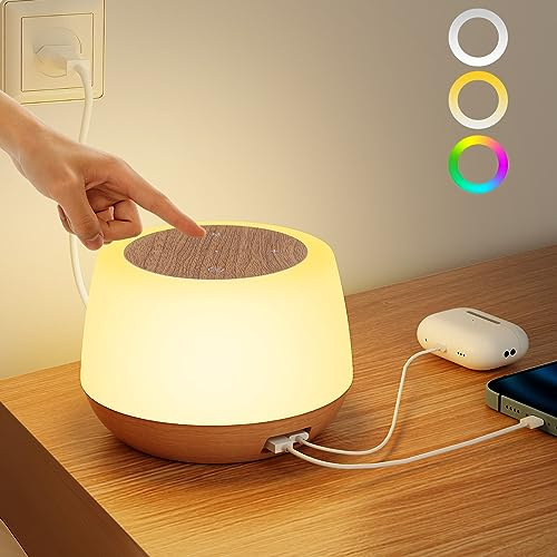 PCXWTLN Lámpara de noche táctil regulable de colores, 8 modos y temporizador 1/2/3 h, pequeña lámpara de mesa inalámbrica, luz nocturna LED táctil regulable para dormitorio y sala de estar.