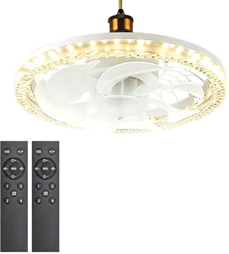 YumSur 31cm Led Ceiling Fans with Lights and Remote Control,45W Ceiling Fan for Cooling,3 Color 4 Speeds Dimmable Light Ceiling,E27 Socket Fan Lamp for Small Spaces Bedroom Home Office(Style 5)