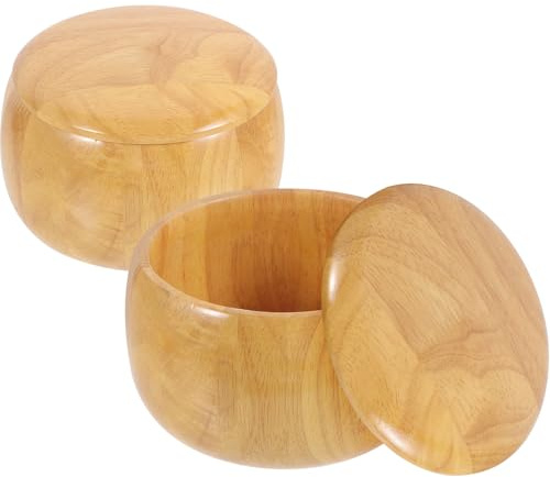 UKCOCO Cajas de Piezas de Juego de Go de Madera Maciza, Recipiente Grande para Almacenamiento de Ajedrez Go, Set de 2 Unidades, Caja Vacía para Guardar Piedras, Uso en Hogar y Sala